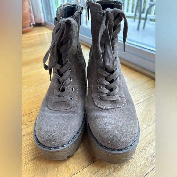 Vince Camuto Suede Heeled Combat Boots - Picture 8 of 9